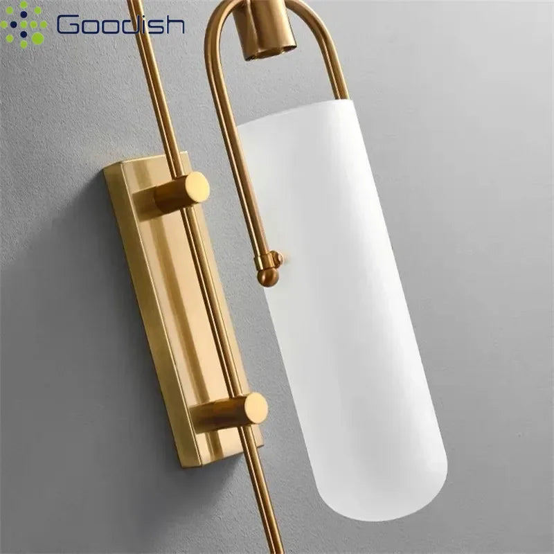 Black & Gold Glass Wall Light – Minimalist LED Sconce for Bedroom, Bathroom & Living Room