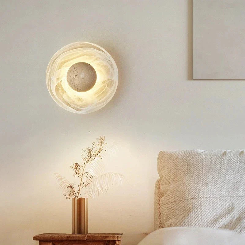 Yellow Cave Stone Wall Light – Wabi-Sabi Nordic LED Sconce for Bedroom & Living Room