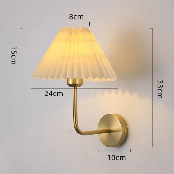 Modern Simple Wall Lamps LED Metal Curved Pleated Lampshade Wall Lamp Nordic Room Decor Living Room Aisle Background Wall Lights