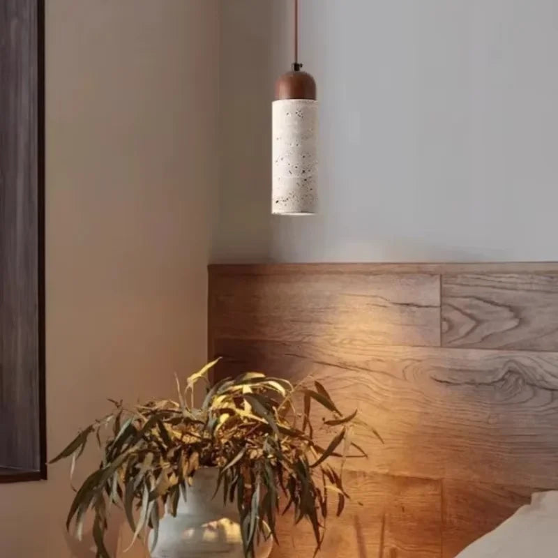 Bedroom bedside pendant light Wabi Sabi style yellow cave stone living room sofa atmosphere lighting fixture