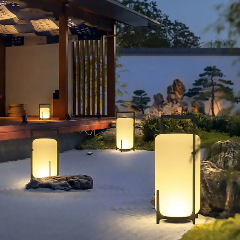 Modern Outdoor Lantern Floor Lamp – Minimalist Garden LED Light