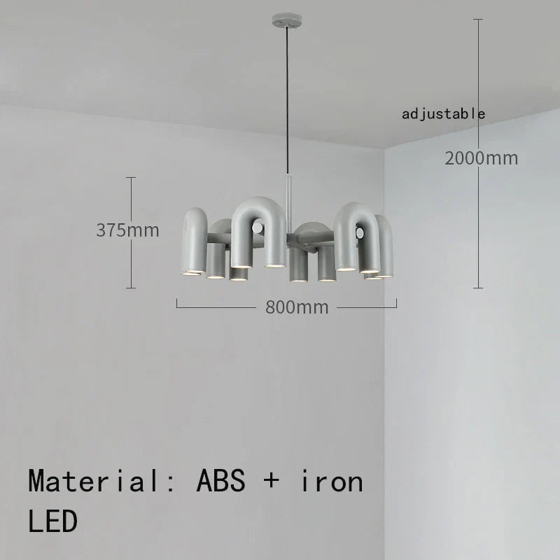 Modern Sculptural Chandelier – Black Pipe LED Ceiling Light
