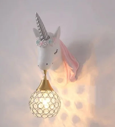 Nordic Modern Unicorn Wall Lamps Simple Individual Lovely Kids Room Wall Lights Bedroom Lamp Cartoon Sconce Wall Light Fixtures