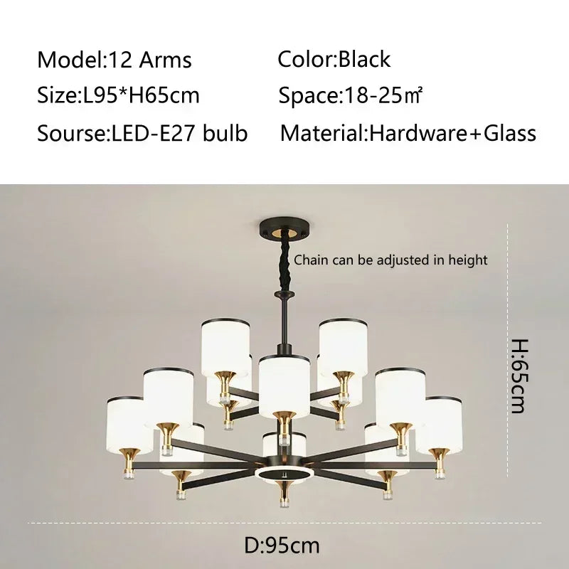 New Chinese Style Simple Chandelier Living Room Classical Restaurant Bedroom Trichromatic Pendant Lamp Retro Home Decor Lighting