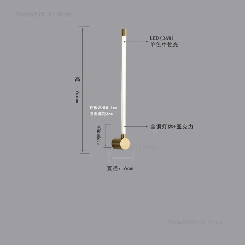 Modern Copper Wall Lamps Luxury Gold Geometric Lines Wall Lights Bedroom Bedside Lamp Living Room Background Wall Decor Lighting