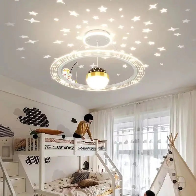 Children's Room Pendant Lamp Creative Cartoon Astronaut Starry Sky Boy Girls Bedroom Chandelier Modern Restaurant Lighting Decor