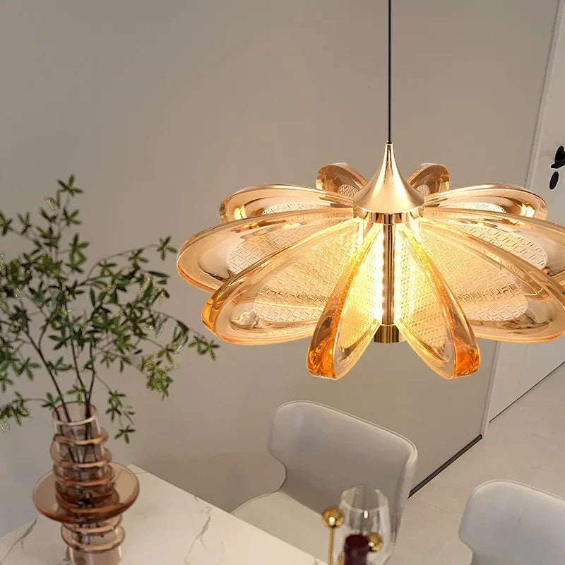 Modern Petal Crystal Chandelier LED – Artistic Minimalist Ceiling Light for Dining Room & Bar