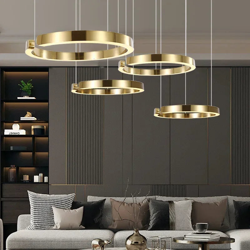 Italian Designer Ring Pendant Lamp Living Room Dining Table Kitchen Bedroom Dimmable LED Chandelier Home Decor Lighting Fixtures