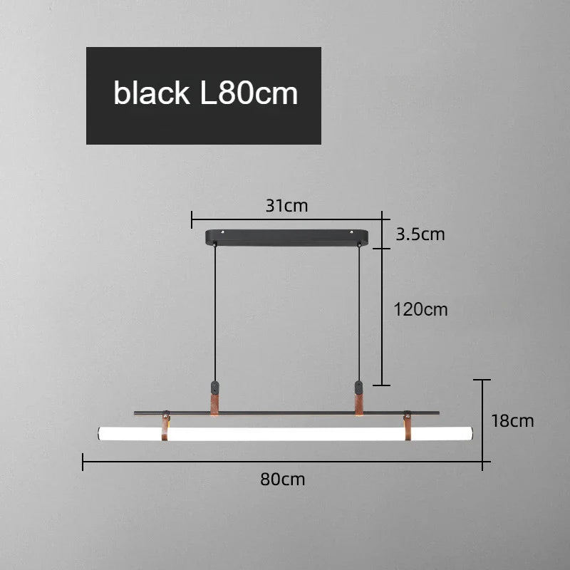 Modern Linear LED Pendant Light with Metal Frame – Minimalist Dining Table Hanging Lamp