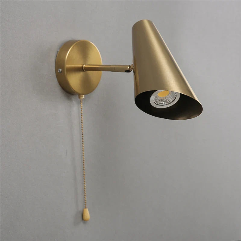 Foldable and Rotatable Wall Lamps with Pull Chain Switch Adjustable E27 Bedside Decor Light Fixtures Modern Study Reading Lights