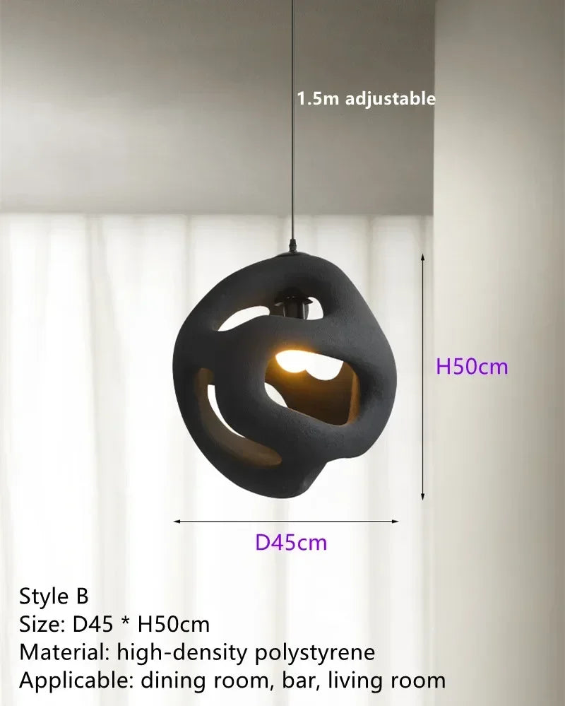 Modern Wabi Sabi Pendant Light – Handmade Nordic Loft Hanging Lamp