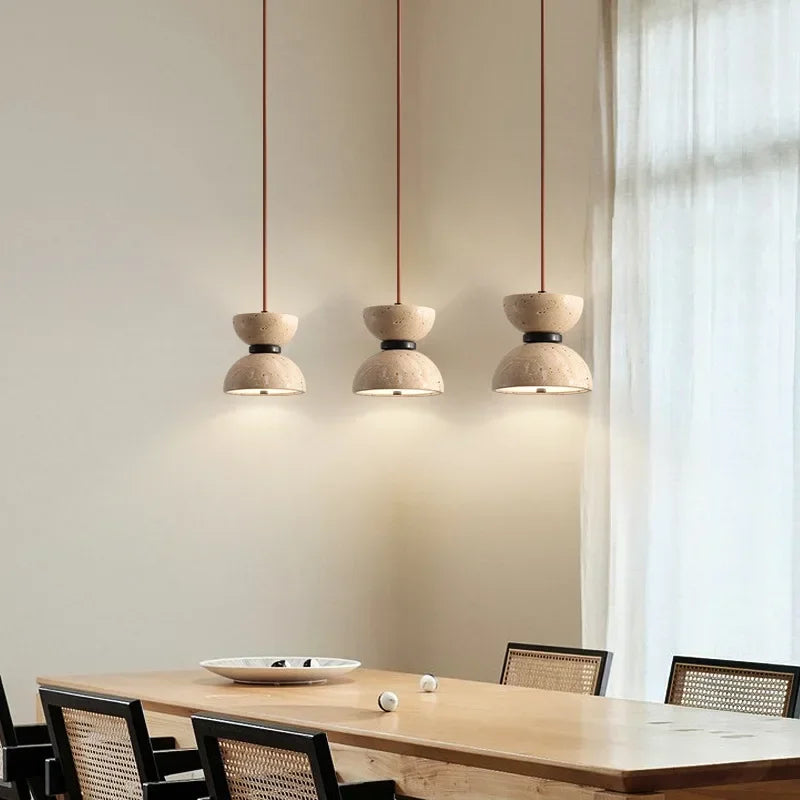 Led Pendant Lamp Bedroom Bedside Chandelier Stone Long Line Small Up And Down Light Japanese Style 110V220V For Home Dining Room