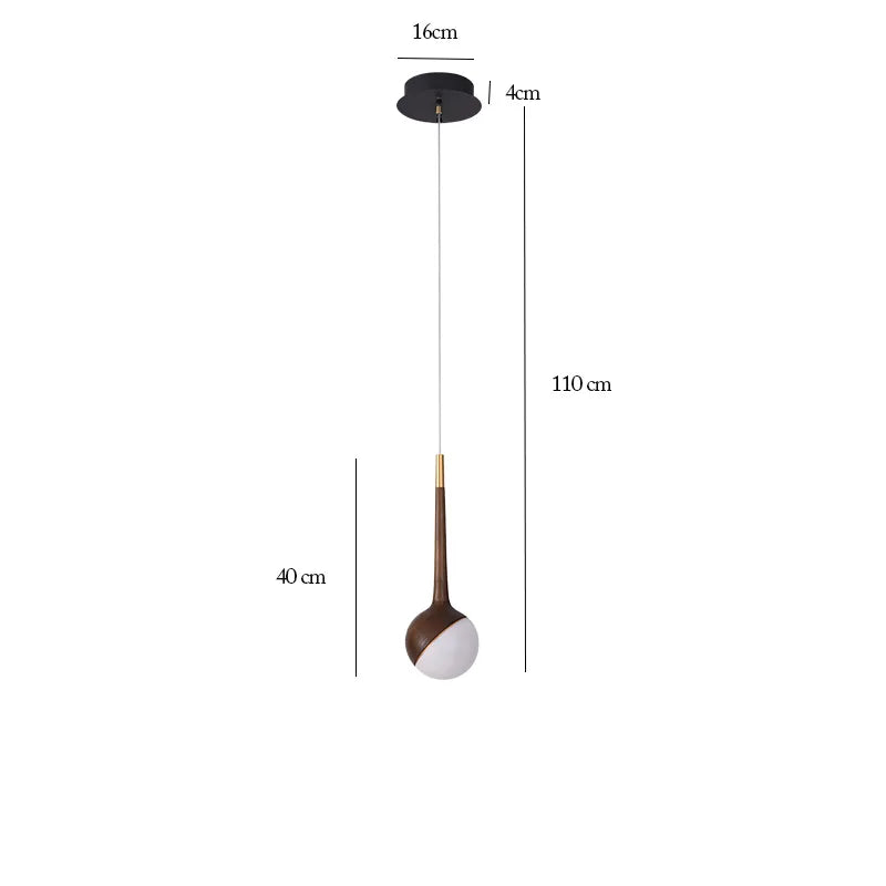 Solid Ash Wood Pendant Light – Minimalist LED Hanging Lamp