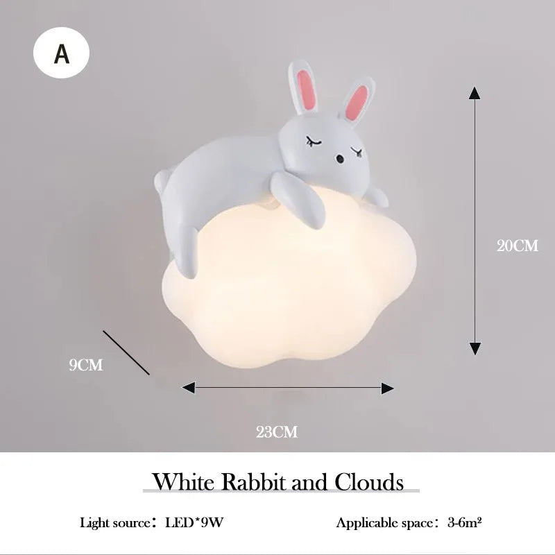 Cute Bunny Cloud Wall Lamp – Kids Bedroom Night Light
