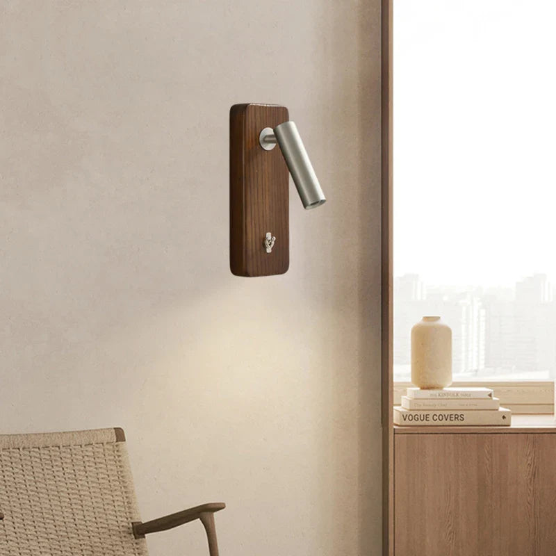 Modern Wood & Brass Wall Light – Adjustable Reading Sconce
