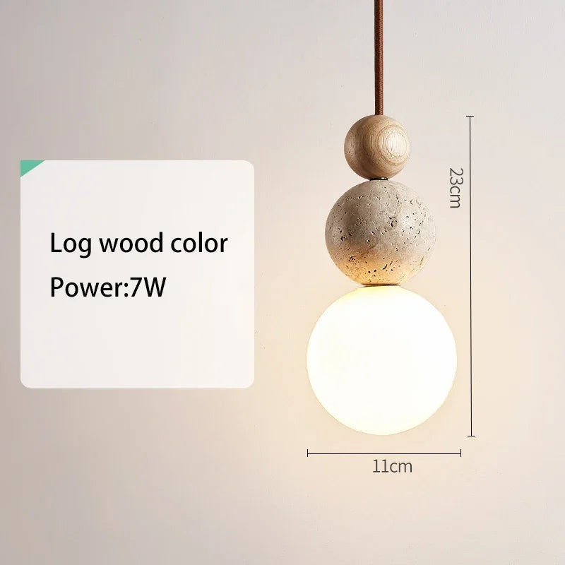 Cream Style Pendant Lamp Bedroom Bedside Led Chandelier Stone Wood Light Designer Bauhaus Medieval Restaurant Bar Small Lights