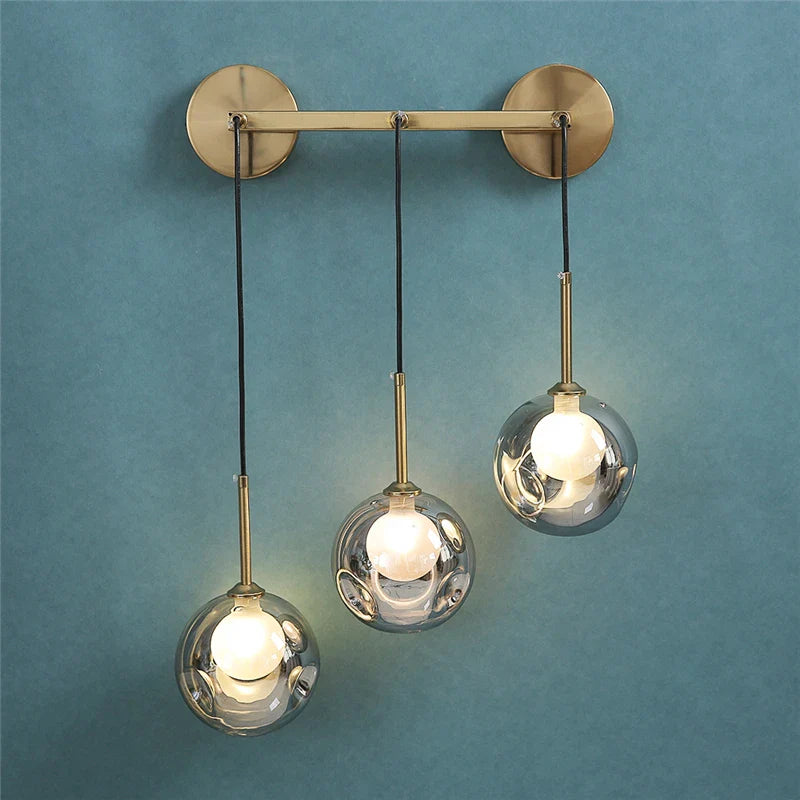 American Glass Wall Lamp Modern Minimalist Dining Room Wall Light Nordic Style Home Creative Personality Multi Head Mirror Lamps