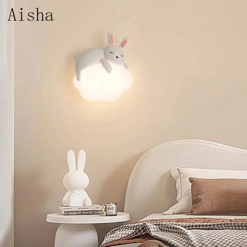 Cute Bunny Cloud Wall Lamp – Kids Bedroom Night Light