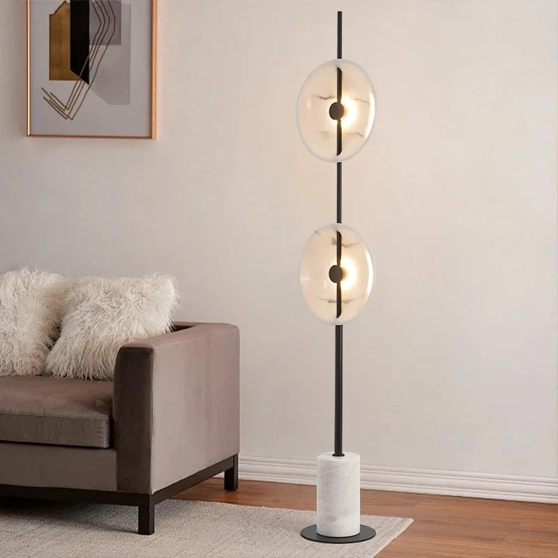 Nordic LED Floor Lamp Natural Marble Minimalist Floor Lamp Suitable for Living Room and Dining Room Decoration Lighting Fixtures