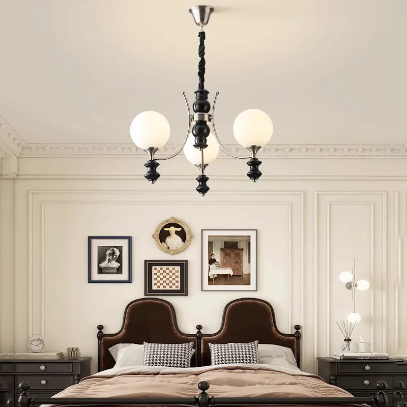 Japanese New Magic Bean LED Chandelier French Living Room Restaurant Bedroom Kitchen Walnut Wood Pendant Lamp Home Decor Light
