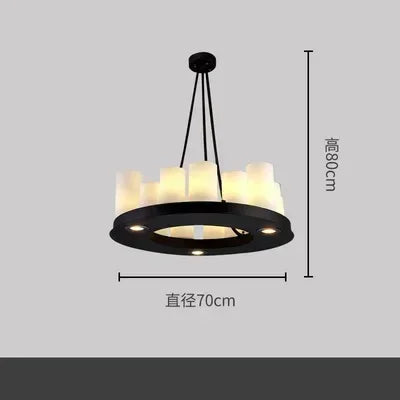American Style Iron Art Retro Glass Candle Chandeliers Living Room Restaurant  Kitchen Led Pendant Lamp Bar Lighting Decorative
