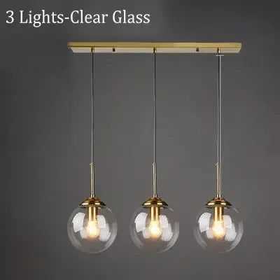 Modern 3-Light Glass Pendant Lamp – Adjustable Kitchen Island Hanging Light (E27)