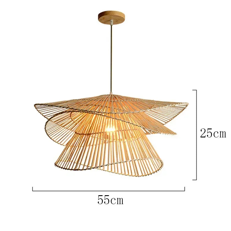 Modern Handmade Rattan Chandelier Creative Multi Story Restaurant Living Room Pendant Lamp Decor Bamboo Woven Lighting Fixtures