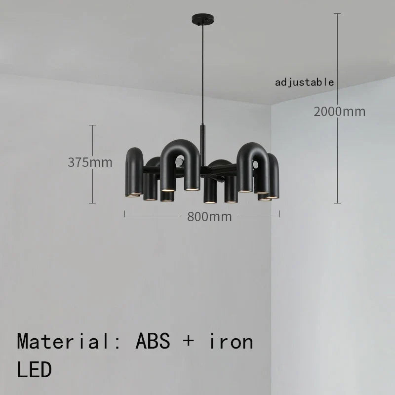 Modern Art Deco Chandelier – Sculptural Rotatable Tube Ceiling Light