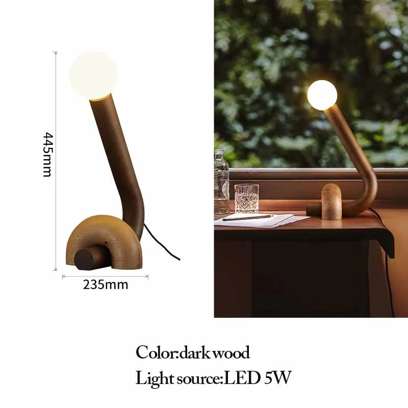 Modern Wooden Table Lamp – Sculptural LED Desk Light
