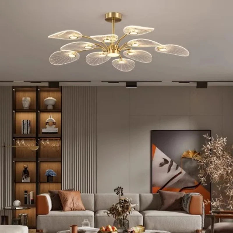 New Creative Petal Acrylic Chandelier Bedroom Children's Room Living Room Restaurant Designer Pendant Lamp Home Decor Lighting