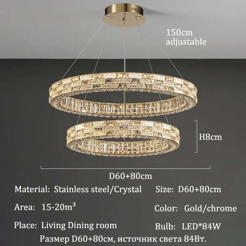 2025 Designer's New Restaurant Crystal Chandelier Luxury High-end Living Room Bedroom Light Dining Desk Bar Counter Pendant Lamp