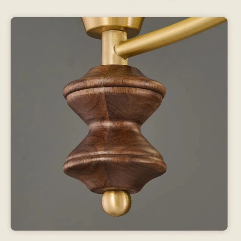 Japanese New Magic Bean LED Chandelier French Living Room Restaurant Bedroom Kitchen Walnut Wood Pendant Lamp Home Decor Light