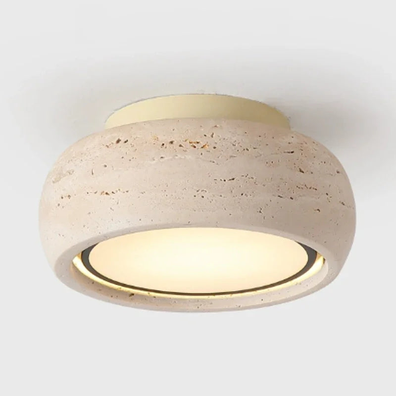 Nordic Modern LED Ceiling Lights Living Dining Room Decoration Yellow Travertine Stone Wabi Sabi Plafond Lamp Lampara Techo