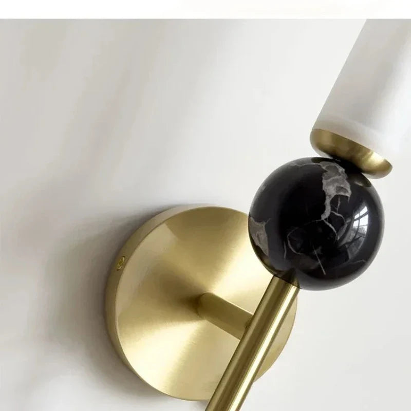 Nordic minimalist all copper wall lamp hotel living room bedside G9 LED pendant light balcony staircase indoor marble wall lamp