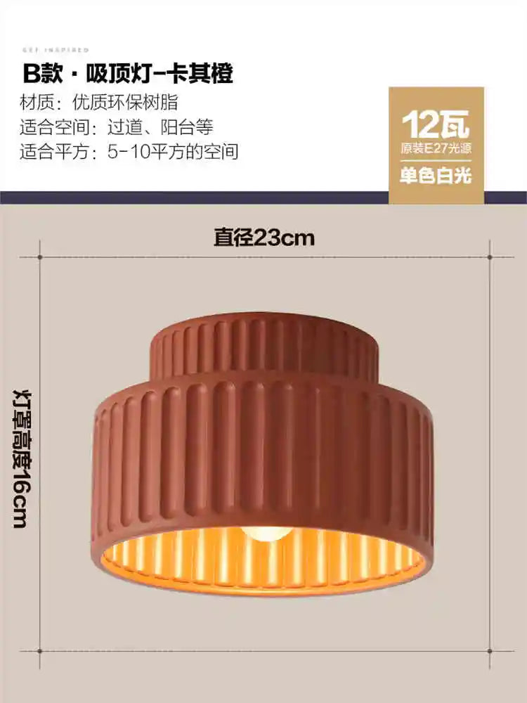 Modern Ribbed Pendant Light – Textured Resin Ceiling Lamp