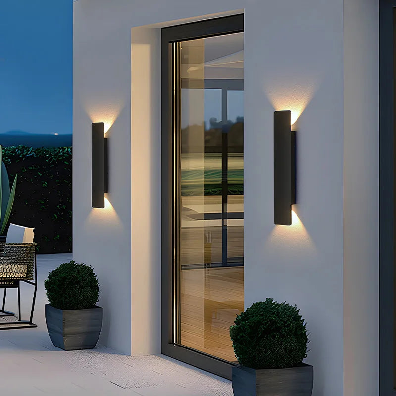 Outdoor Waterproof Wall Lamp Modern LED Lamp Black White Aluminum Up Lower Light Wall Lamps Waterproof IP65 110V 220V Fixtures