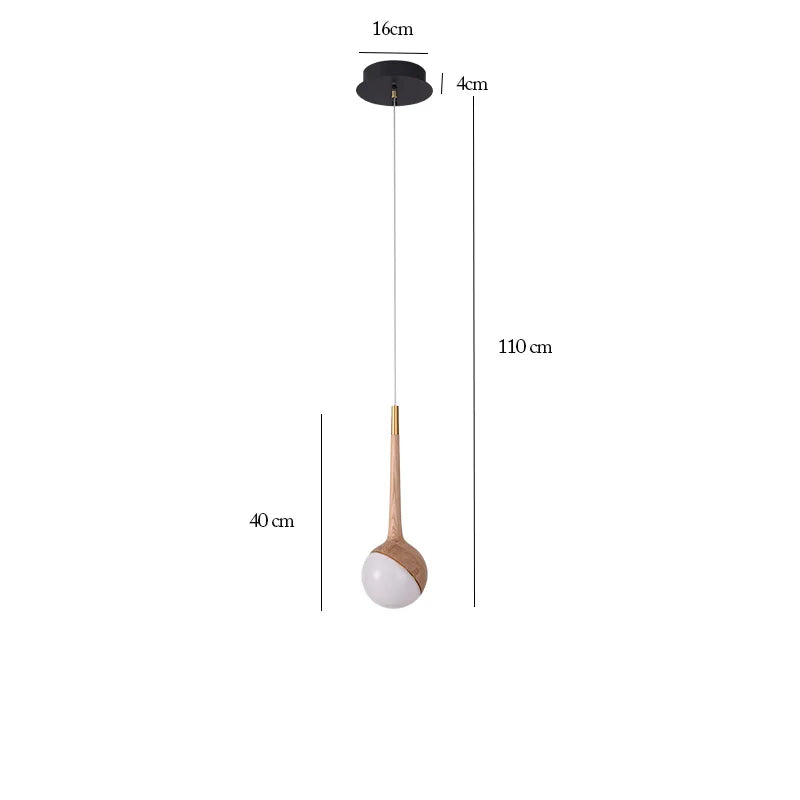 Solid Ash Wood Pendant Light – Minimalist LED Hanging Lamp