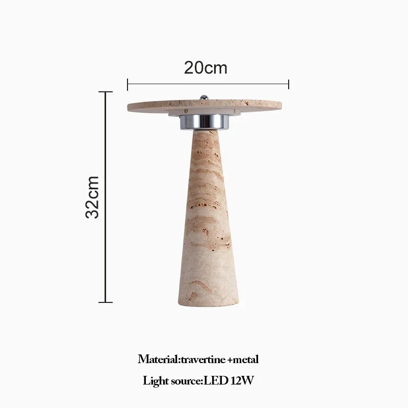 Mushroom Shaped Travertine LED Table Lamp Modern Natural Cave Stone Desk Lamp Indoor Decor Lighting Bedroom Living Room Study