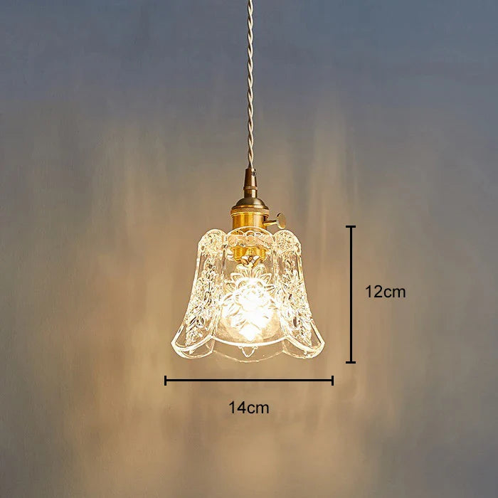 3 Styles Nordic Flower Glass Pendant Lights Bedroom Restaurant Dinning Room Pendant Lamp Vintage Glass Decoration Wall Sconces L