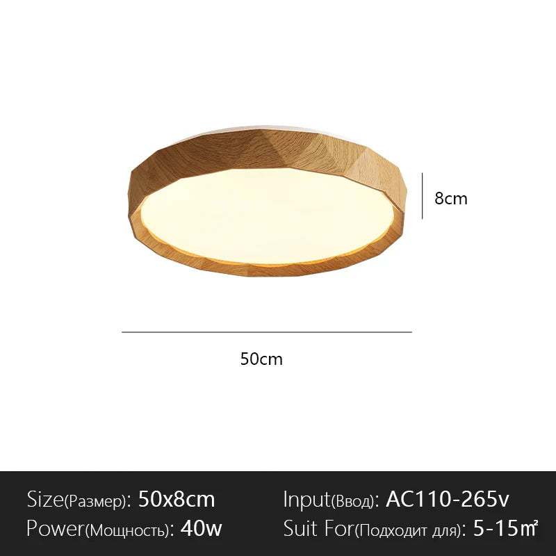 Nordic Walnut Colored Ceiling Light Retro And Minimalist Circular And Minimalist Eye Protection Bedroom Lighting Fixtures