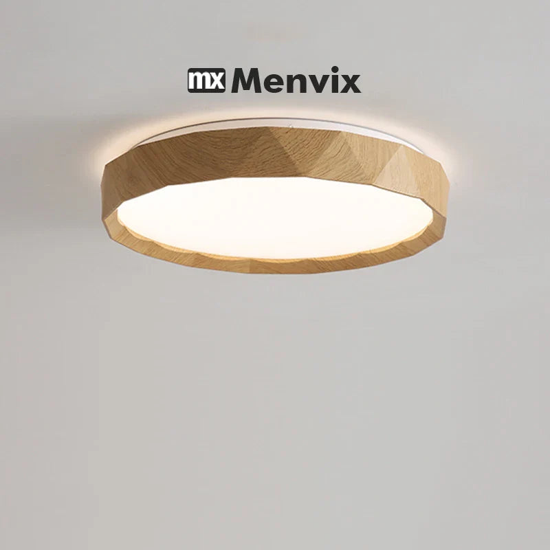 Nordic Walnut Colored Ceiling Light Retro And Minimalist Circular And Minimalist Eye Protection Bedroom Lighting Fixtures