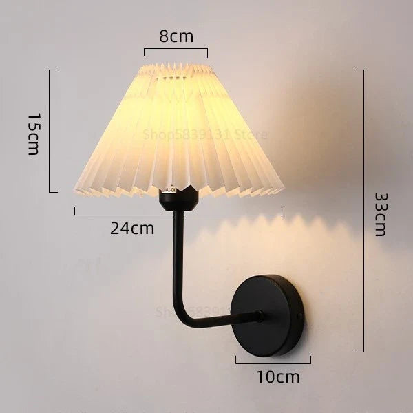Modern Simple Wall Lamps LED Metal Curved Pleated Lampshade Wall Lamp Nordic Room Decor Living Room Aisle Background Wall Lights