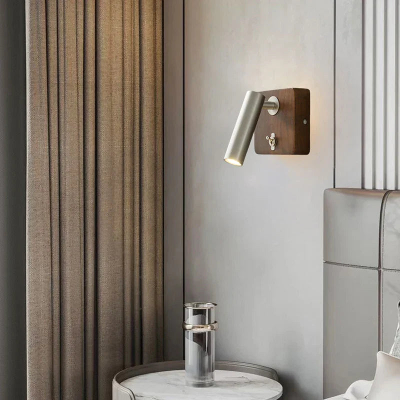 Modern Wood & Brass Wall Light – Adjustable Reading Sconce