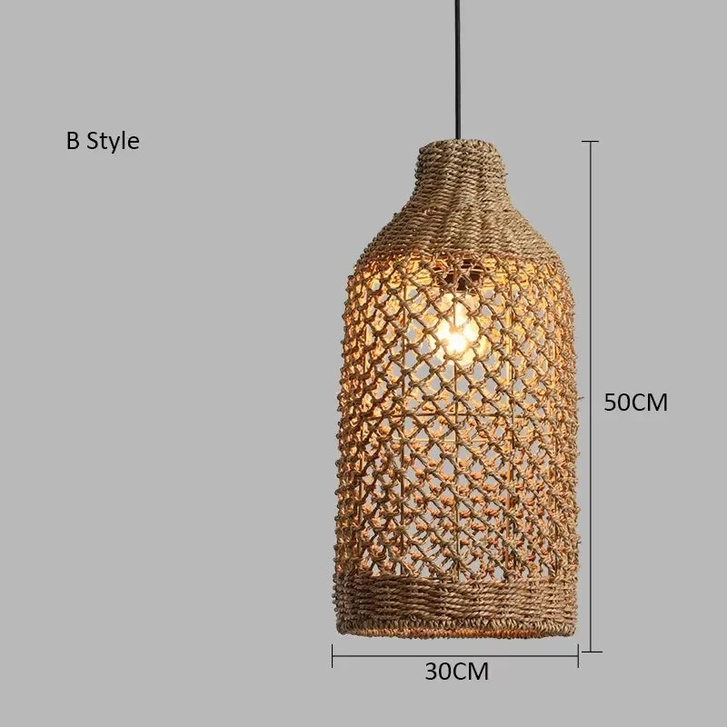 Bamboo Woven Pendant Lamp Rattan Woven Zen Tea Dining Japanese Bamboo Art Lantern Tea House Lighting Fixtures