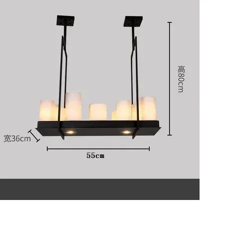American Style Iron Art Retro Glass Candle Chandeliers Living Room Restaurant  Kitchen Led Pendant Lamp Bar Lighting Decorative