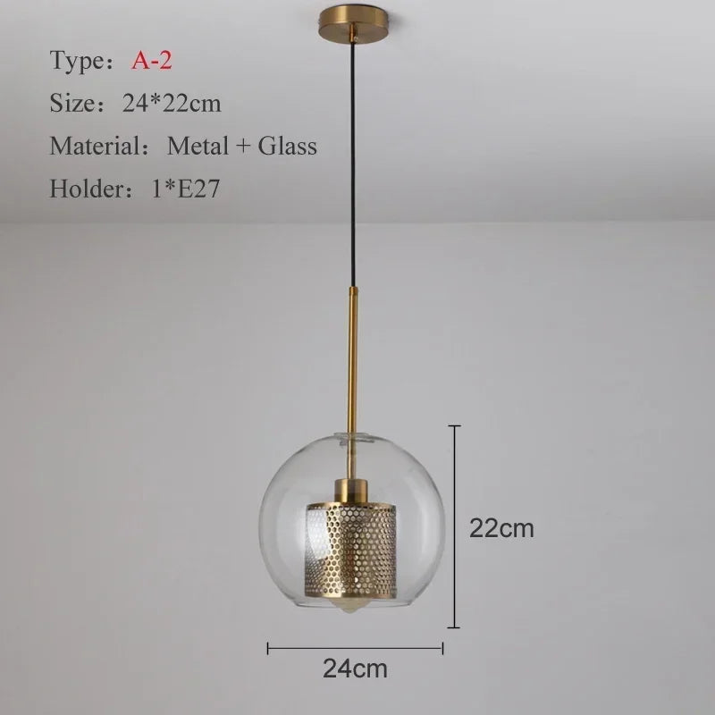 Modern Glass Mesh Pendant Light – Scandinavian Art Deco Hanging Lamp