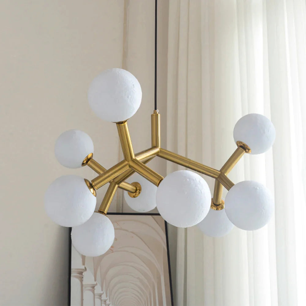 Nordic Planet Chandelier Moon Glass Ball Light – Modern LED Ceiling Pendant