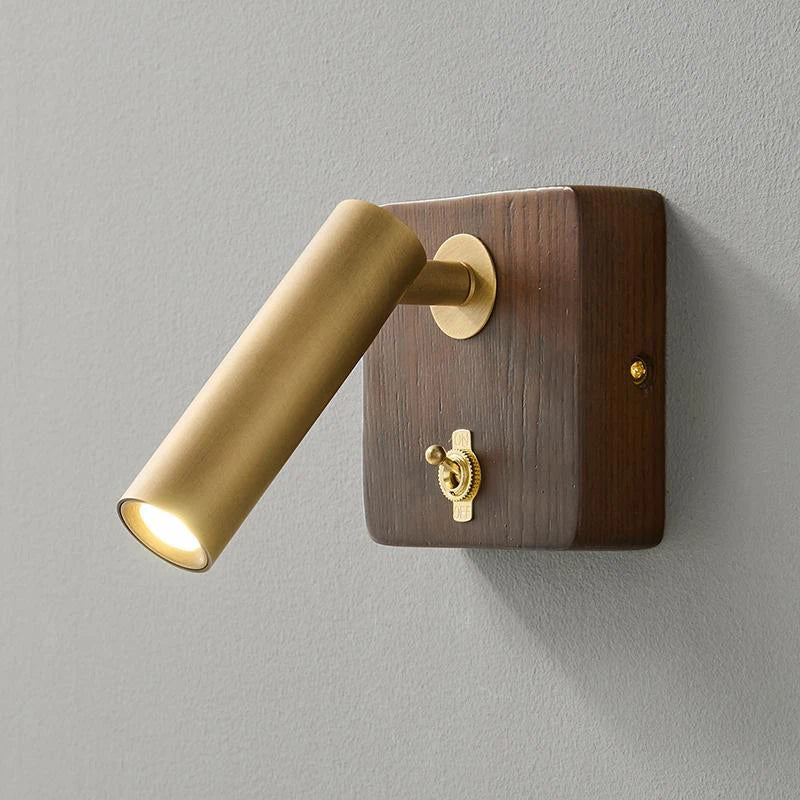 Modern Wood & Brass Wall Light – Adjustable Reading Sconce