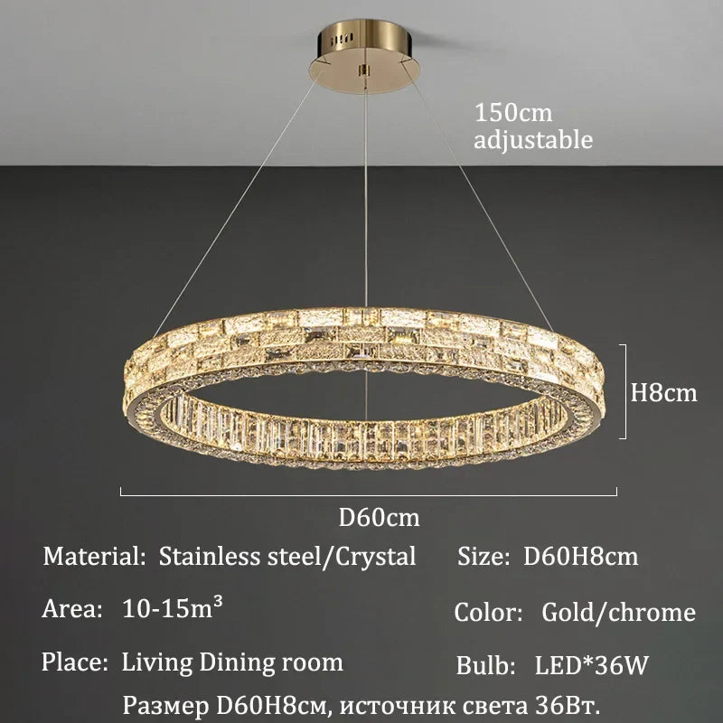 2025 Designer's New Restaurant Crystal Chandelier Luxury High-end Living Room Bedroom Light Dining Desk Bar Counter Pendant Lamp