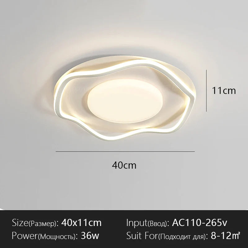 Modern Wave LED Ceiling Light – Dimmable Minimalist Flush Mount Lamp